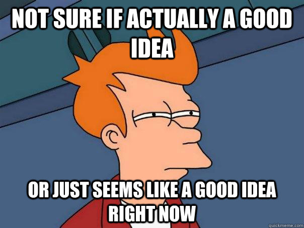 Not sure if actually a good idea Or just seems like a good idea right now - Not sure if actually a good idea Or just seems like a good idea right now  Futurama Fry