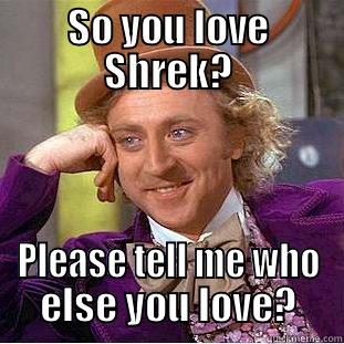 SO YOU LOVE SHREK? PLEASE TELL ME WHO ELSE YOU LOVE? Condescending Wonka