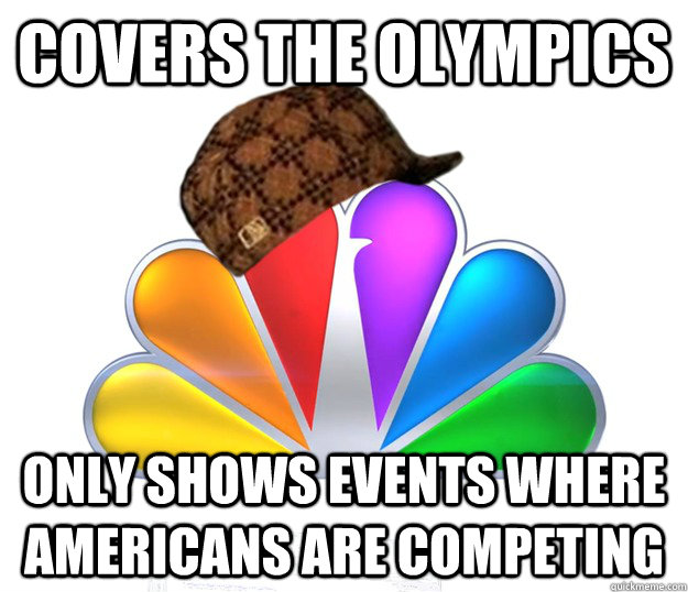 Covers the olympics only shows events where americans are competing  