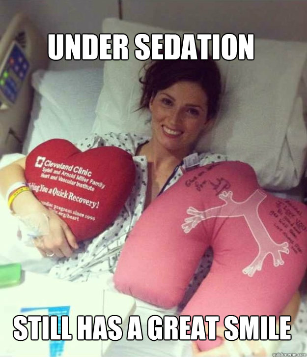 Under sedation still has a great smile - Under sedation still has a great smile  Ridiculously Photogenic Surgery Girl
