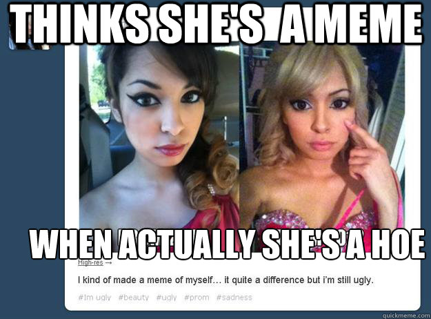 THinks she's  a meme when Actually she's a hoe - THinks she's  a meme when Actually she's a hoe  Idiot meme chick