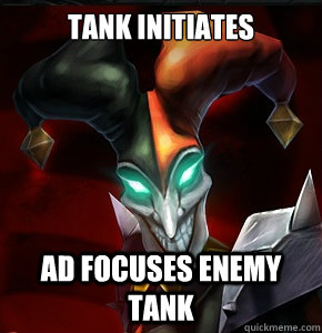 tank initiates Ad focuses enemy tank  League of Legends