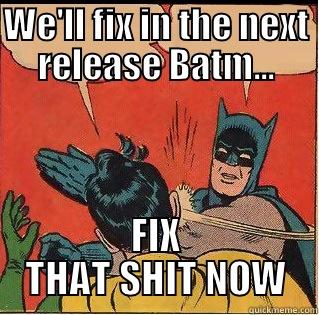 WE'LL FIX IN THE NEXT RELEASE BATM... FIX THAT SHIT NOW Slappin Batman
