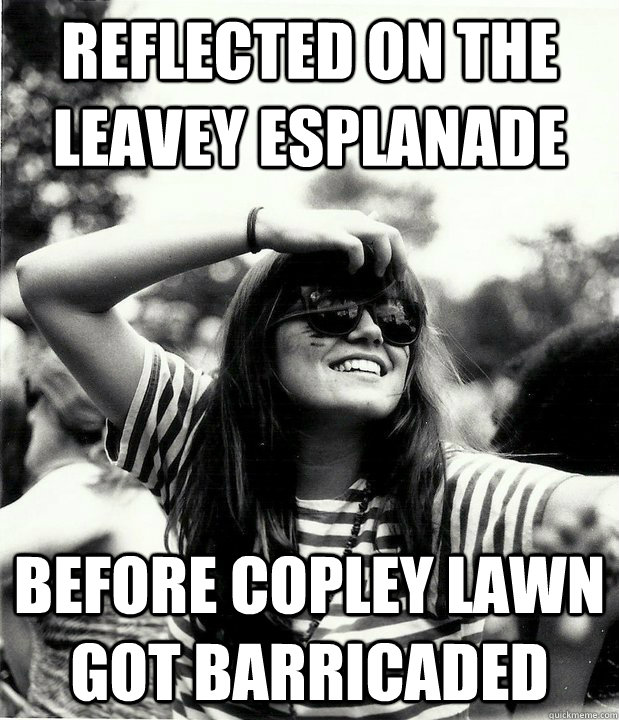 Reflected on the Leavey Esplanade Before Copley Lawn got barricaded - Reflected on the Leavey Esplanade Before Copley Lawn got barricaded  Georgetown Hipster