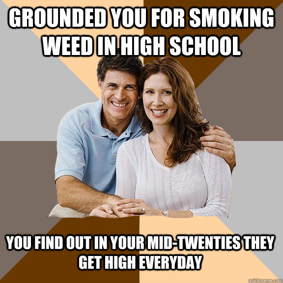 Grounded you for smoking weed in high school You find out in your mid-twenties they get high everyday  Scumbag Parents