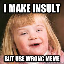 I MAKE INSULT BUT USE WRONG MEME  - I MAKE INSULT BUT USE WRONG MEME   DOWN SYNDROM