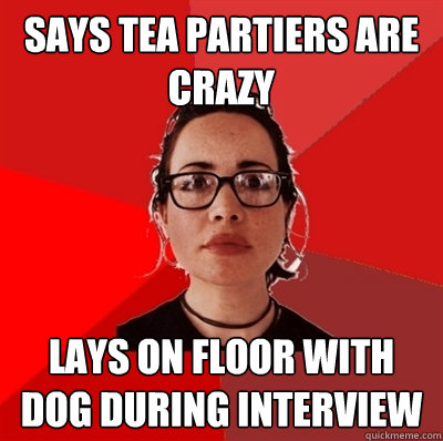 says tea partiers are crazy lays on floor with dog during interview  Liberal Douche Garofalo