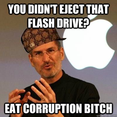 you didn't eject that flash drive? eat corruption bitch - you didn't eject that flash drive? eat corruption bitch  Scumbag Steve Jobs