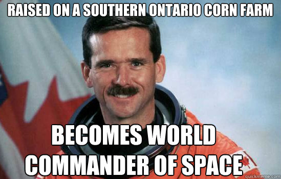 Raised on a Southern Ontario corn farm Becomes World commander of space  