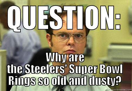 Steelers fans be like - QUESTION: WHY ARE THE STEELERS' SUPER BOWL RINGS SO OLD AND DUSTY? Schrute