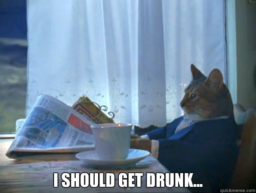 I should get drunk... -  I should get drunk...  The One Percent Cat