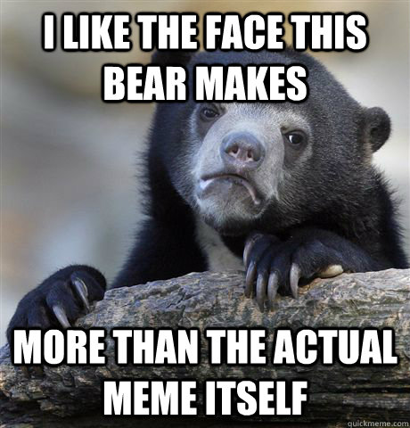 I like the face this bear makes more than the actual meme itself  Confession Bear