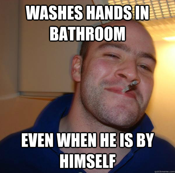 washes hands in bathroom even when he is by himself - washes hands in bathroom even when he is by himself  Misc