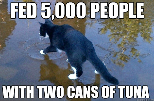 fed 5,000 people with two cans of tuna  Jesus Cat