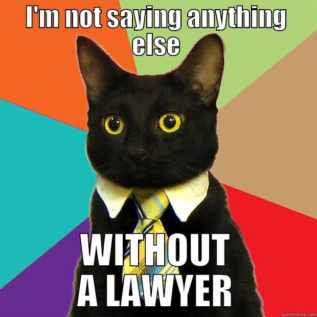 busted cat lawyer - I'M NOT SAYING ANYTHING ELSE WITHOUT A LAWYER Business Cat
