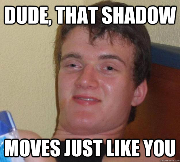 Dude, that shadow moves just like you  10 Guy