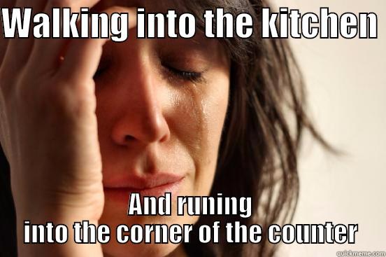 WALKING INTO THE KITCHEN  AND RUNING INTO THE CORNER OF THE COUNTER First World Problems