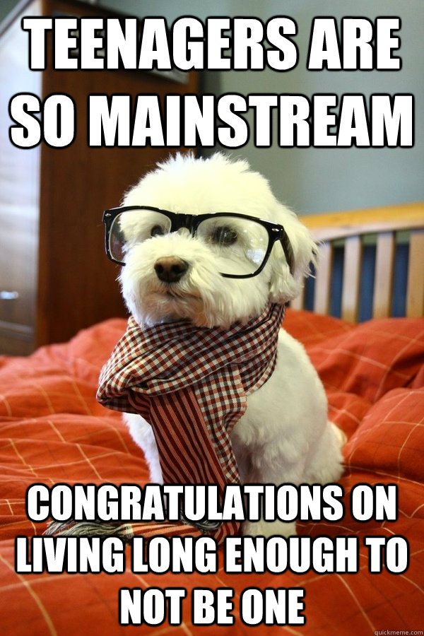 Teenagers are so mainstream Congratulations on living long enough to not be one  Hipster Puppy
