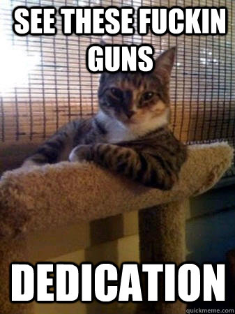 see these fuckin guns dedication  The Most Interesting Cat in the World
