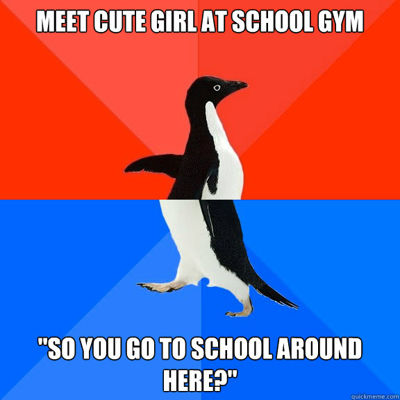 Meet cute girl at school gym 