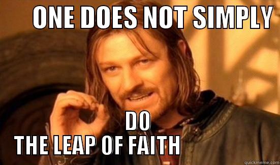       ONE DOES NOT SIMPLY  DO THE LEAP OF FAITH                     Boromir