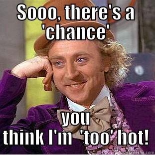 SOOO, THERE'S A 'CHANCE' YOU THINK I'M  'TOO' HOT! Condescending Wonka