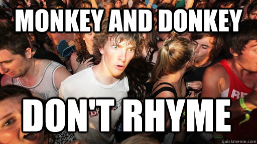 MONKEY AND DONKEY DON'T RHYME  Sudden Clarity Clarence