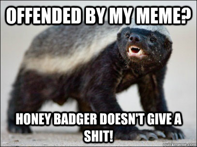 Offended by my meme? Honey Badger doesn't give a shit! - Offended by my meme? Honey Badger doesn't give a shit!  Dont take memes offensively