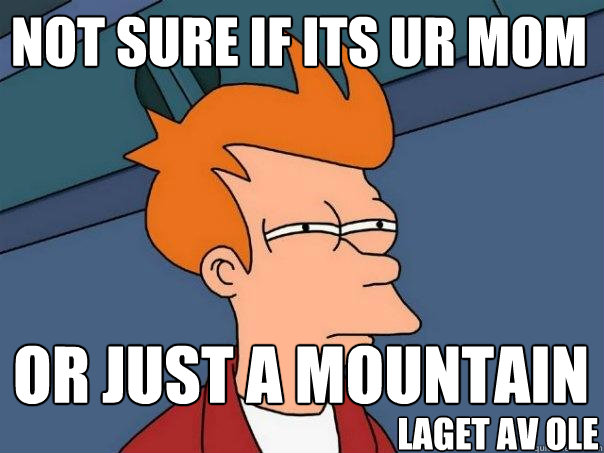 not sure if its ur mom  Or just a mountain laget av Ole  Futurama Fry