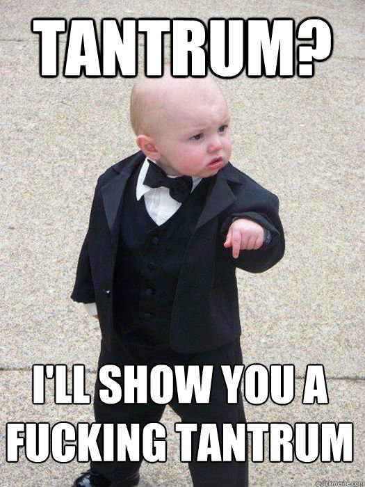 Tantrum? I'll show you a fucking tantrum
   Baby Godfather