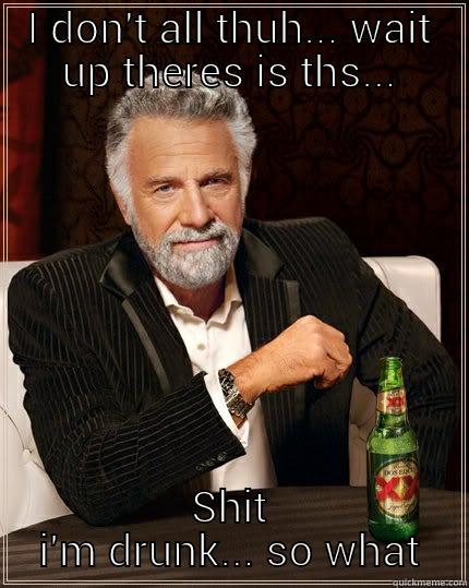 I DON'T ALL THUH... WAIT UP THERES IS THS... SHIT I'M DRUNK... SO WHAT The Most Interesting Man In The World