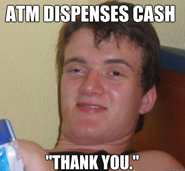ATM dispenses cash 