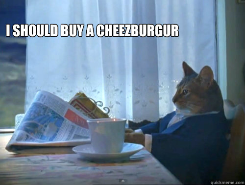 
I should buy a cheezburgur   The One Percent Cat