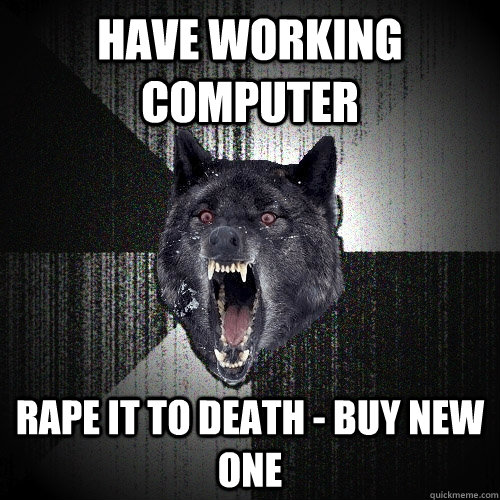 Have working computer rape it to death - buy new one  Insanity Wolf
