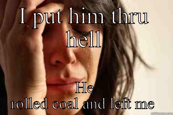 I PUT HIM THRU HELL HE ROLLED COAL AND LEFT ME  First World Problems