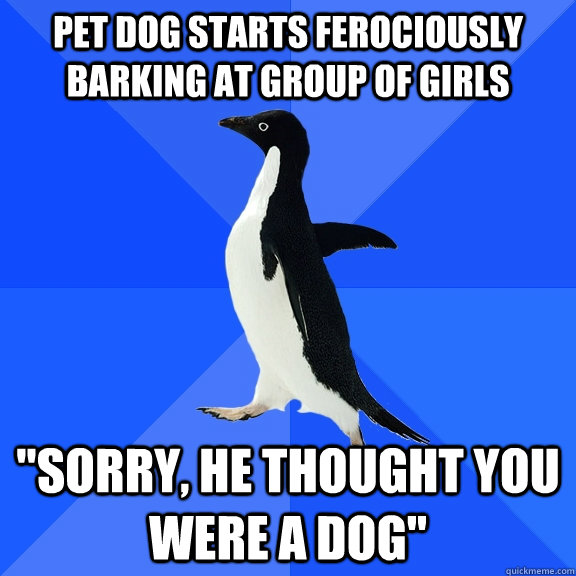 Pet dog starts ferociously barking at group of girls 
