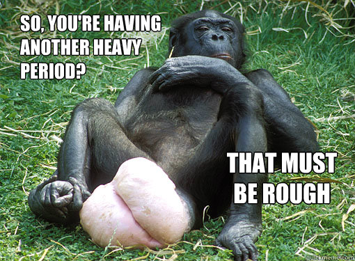 So, you're having 
another heavy 
period? That must 
be rough - So, you're having 
another heavy 
period? That must 
be rough  Condescending Female Bonobo