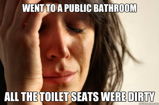 went to a public bathroom all the toilet seats were dirty  First World Problems
