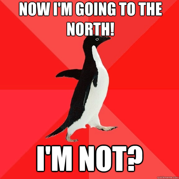 Now I'm going to the North! I'm not?  Socially Awesome Penguin