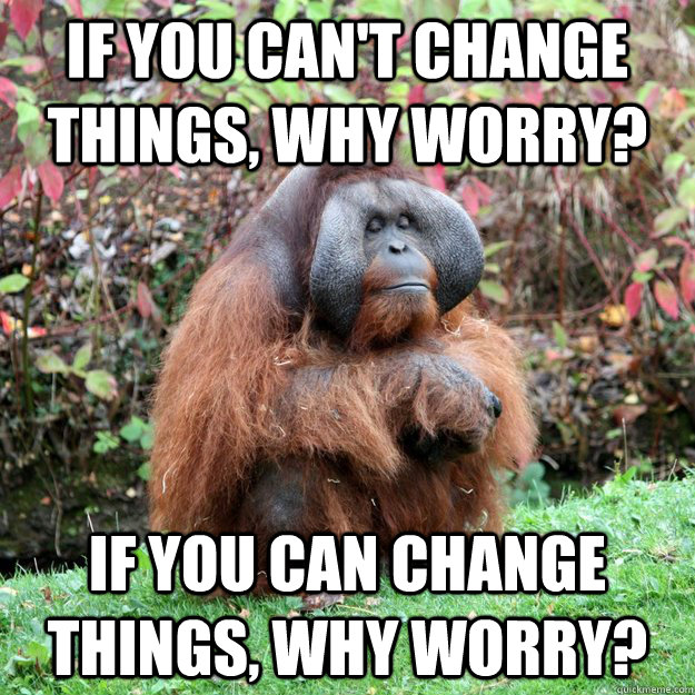 If you can't change things, why worry? If you can change things, why worry?  