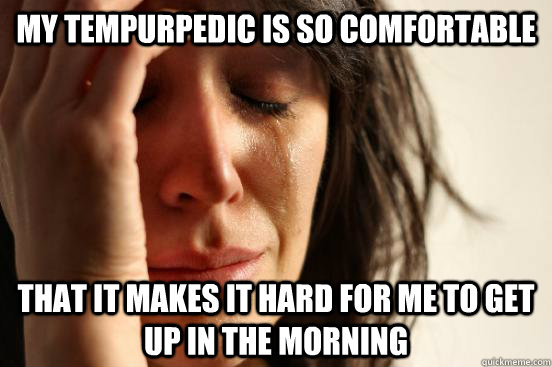 my tempurpedic is so comfortable that it makes it hard for me to get up in the morning  First World Problems