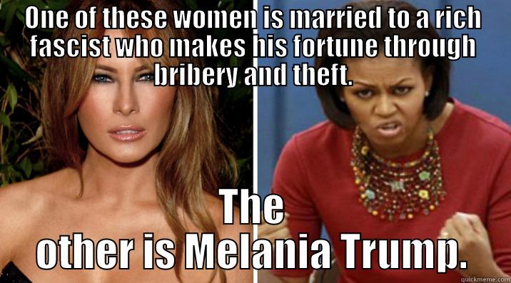 ONE OF THESE WOMEN IS MARRIED TO A RICH FASCIST WHO MAKES HIS FORTUNE THROUGH BRIBERY AND THEFT. THE OTHER IS MELANIA TRUMP. Misc