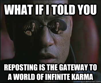 What if I told you Reposting is the gateway to a world of infinite karma  Morpheus SC