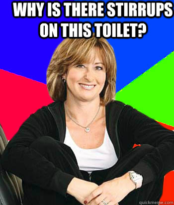 why is there stirrups on this toilet?   Sheltering Suburban Mom