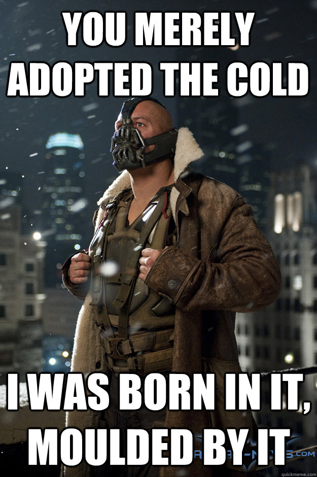 You merely adopted the cold I was born in it, moulded by it  Bane