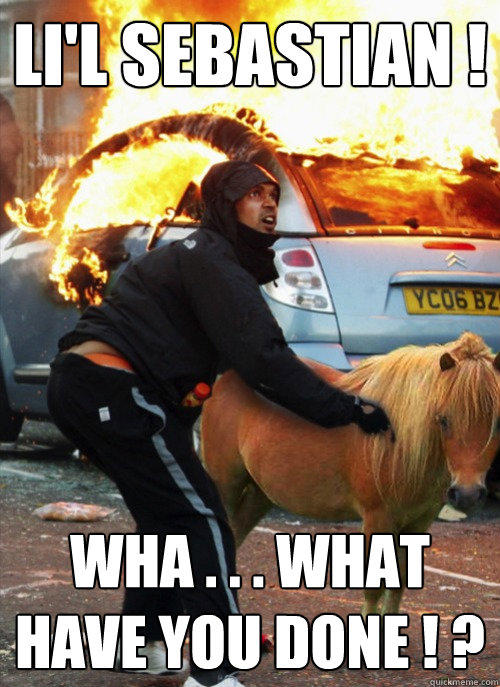 li'l sebastian ! wha . . . what have you done ! ?  Sebastian 