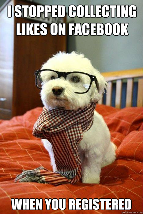 i stopped Collecting Likes on facebook when you registered  Hipster Dog