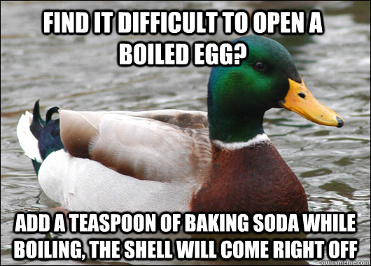 Find it difficult to open a boiled egg? Add a teaspoon of baking soda while boiling, the shell will come right off - Find it difficult to open a boiled egg? Add a teaspoon of baking soda while boiling, the shell will come right off  Actual Advice Mallard