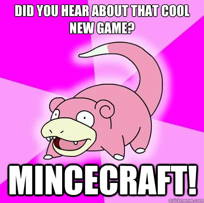 Did you hear about that cool new game? Mincecraft!  Slowpoke