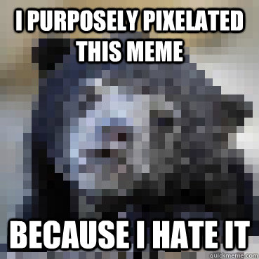 I purposely pixelated this meme because I hate it  Confession Bear